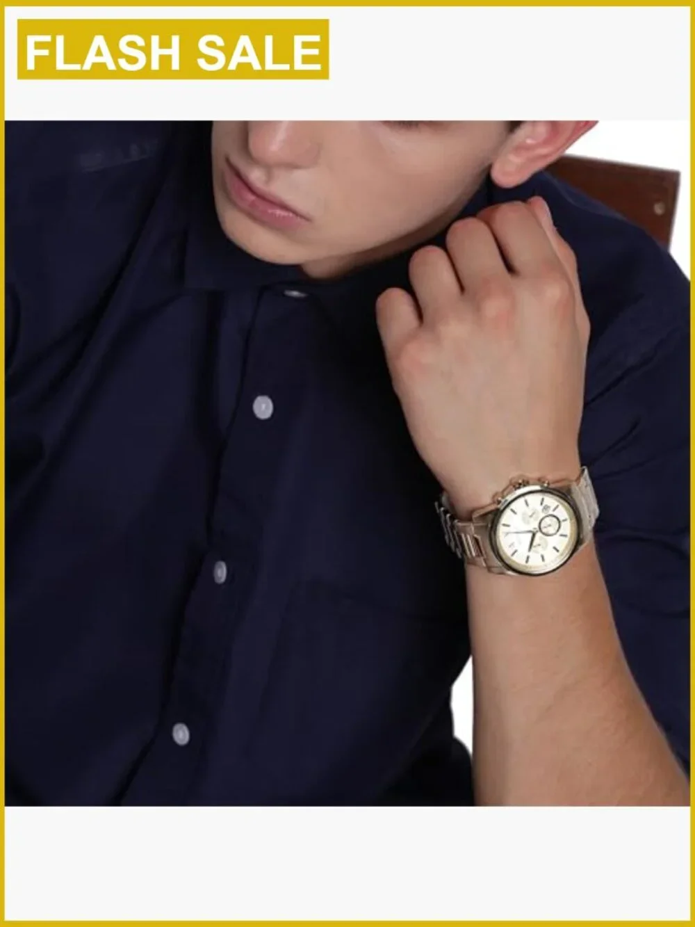 Men's Stainless Steel Chronograph Watch 44mm Quartz Gold